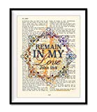 Remain In My Love, John 15:9, Vintage Bible Verse Scripture Christian Art Print, Unframed, Flower Wall Art and Home Decor Poster, Inspirational Christmas Gift, 8x10 Inches