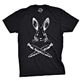 Crazy Dog T-Shirts Jolly Roger Easter T Shirt Funny Bunny Skull Crossbones Egg Hunt Dad Flag Tee (Black) - L