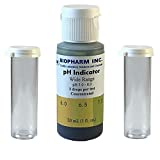 Wide Range pH Indicator Solution: 30 mL Plus 2 Empty Capped Sample Vials  Includes Easy to Read 0.5 pH Increment Color Chart