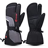 Heated Mittens Electric Battery Gloves for Men Women, Savior 2021 Flexible Crab Finger Rechargeable Ski Mitten with 7.4V 2200mAh Battery for Winter Snow Skating Camping Hunting Hiking Motorcycle