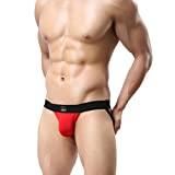 MuscleMate Premium Men's Jockstrap, Hot Men's Jockstrap Thong Underwear, (L, Red)