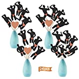 24pcs Bachelorette Party Centerpiece Sticks Decorations Kit for Women, Rose Gold Happy Funny Bridal Shower Dirty Male Stripper Table Topper Supplies for Women, Hens Bachelorette Party Sign Decor