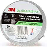 3M Aluminum Foil Tape 3340, 2.5" x 50 yd, 4.0 mil, Silver, HVAC, Sealing and Patching Hot and Cold Air Ducts, Fiberglass Duct Board, Insulation, Metal Repair