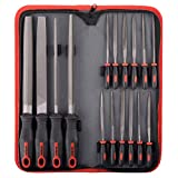 Hi-Spec 16 Piece Carbon-Steel Hand & Needle File Tool Set. 4 Piece Large Flat, Half-Round, Round & Triangle & 12 Piece Fine Micro Needle Files for DIY Craftwork, Metal & Wood Work