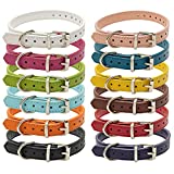 FLYSTAR Puppy Collar - Identification ID Leather Small Dog Collars - 12 pcs Adjustable Soft Colorful Cute Pet Basic Collars for Girl Boy Dogs Cats
