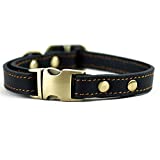 CHEDE Luxury Real Leather Dog Collar- Handmade for Small Dog Breeds with The Finest Genuine Leather Collar That is Stylish ,Soft Strong and Comfortable-Black Dog Collar