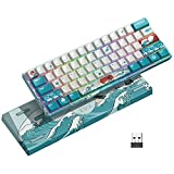 XVX MK61 60% Mechanical Keyboard Wireless, Ultra-Compact 2.4G Rechargeable Gaming Keyboard, RGB Backlit Ergonomic Keyboard for Windows Mac PC Gamers(Coral Sea Theme, Gateron Yellow Switch)