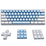 XVX White Keycaps Custom-Keycaps 60 Percent, Suitable for GK61/RK61/Anne/Ducky/DK61 Mechanical Keyboard, Double Shot Backlit OEM Profile PBT Keycaps Set, with keycap Puller (Blue White keycaps)