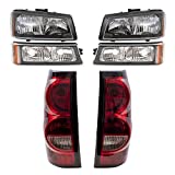 Brock Replacement 6 Pc Headlights Tail Lights & Park Signal Lamps Compatible with 2004-2006 Silverado Fleetside Pickup