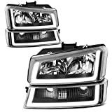AUTOSAVER88 Headlight Assembly Compatible with 2003 2004 2005 2006 Avalanche Silverado 1500 2500 3500/2007 Chevrolet Silverado Classic Headlamp Black Housing Clear Lens and Reflector