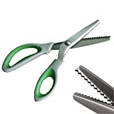 JISTL Green Pinking Shears Comfort Grips Professional Dressmaking Pinking Shears Crafts Zig Zag Cut Scissors Sewing Scissors,Professional Handheld Dressmaking