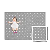 TCBunny Extra Large Baby Foam Play Mat - 4FT x 6FT Non-Toxic Puzzle Floor Mat for Kids & Toddlers, Waterproof Expandable Tiles with Edges (Grey with White Cross)