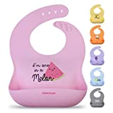 Kiddo FEEDO Silicone Bibs for Babies and Toddlers - 6 Unique Designs Available - Waterproof, Soft and Easy to Clean - Pink