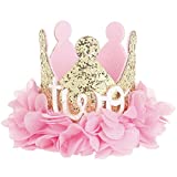 Love Sweety Baby Rose Flower Golden Crown Birthday Headband Hair Accessories (Chiffon Flower TWO)