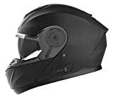 Motorcycle Modular Full Face Helmet DOT Approved - YEMA YM-926 Motorbike Moped Street Bike Racing Flip-up Helmet with Sun Visor Bluetooth Space for Adult,Youth Men and Women - Matte Black,XL