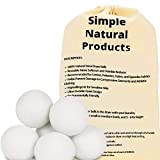 Simple Natural Products Wool Dryer Balls (6 XL Pack) - Fabric Softener and Dryer Sheets Replacement – Reusable Wrinkle and Static Guard – Unscented for Sensitive Skin