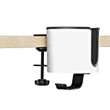 Luxury 2-in-1 Anti-Spill Cup Holder with Under Desk Headphone Hanger (White)