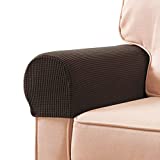 subrtex Stretch Armrest Covers Spandex Arm Covers for Chairs Couch Sofa Armchair Slipcovers for Recliner Sofa with Twist Pins 2pcs (Chocolate)