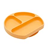 Bumkins Silicone Grip Dish, Suction Plate, Divided Plate, for Baby & Toddler, Bpa Free, Microwave Dishwasher Safe - Tangerine