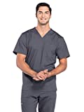 Workwear Professionals Men Scrubs Top V-Neck WW695, L, Pewter