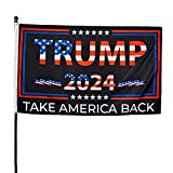 Double-Sided Trump 2024 Flag - Take America Back - 3x5 Foot Indoor Outdoor Decoration Banner with a FREE Sticker - 1 Ply With Vivid Patriotic Colors and 2 Brass Grommets (1 ply/mirror sided)