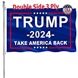 Trump 2024 Flag Take America Back- Double Sided Donald Trump Flags 2024 - 3x5 Outdoor 200D Polyester with Durable Canvas Header and 2 Brass Grommets for Indoor Outdoor