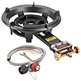 ARC Outdoor Propane Burner Stove, 13" Single Propane Burner, Cast Iron Portable Propane Burner With 0-20 PSI Adjustable Regulator And Stainless Steel Hose, Perfect For Outdoor Wok Burner