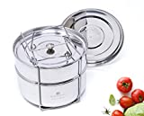 Ecozoi Premium Extra Deep Stackable Steamer Insert Pans Pot in Pot for Instant Pot 6, 8 Quart Instant Pot Accessories - 2 Tier | Interchangeable Lids | Comes with 5 Additional Mini Cups for Baking