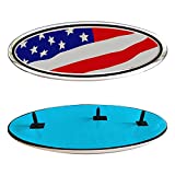 9 Inch American Flag Front Grille Rear Tailgate Emblem Badge for Ford F150, Oval 9"X3.5" Logo Also for F250, F350, Edge, Explorer, Ranger (Red)