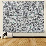 Dollar Bill Tapestry, Money Tapestry Wall Tapestry,Money Theme Party Decorations Casino Birthday Banner Backdrop For Bedroom, Cool Tapestry Of Wall Art For Dorm, Money Themed Party Supplies Dorm Wall Decorations(80"x 60")