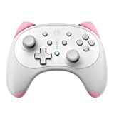 IINE Cat Controller for Nintendo Switch Cute Wireless Pro Controller,Kawaii Game Accessories,White