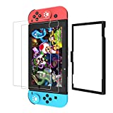 Switch Screen Protector with Application Tray, Screen Protector for REGULAR SWITCH, 2 Pack Transparent HD Clear Tempered Glass Screen Protector with Cat Paw Thumb Grip Caps for Nintendo Switch Accessories
