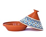 Kamsah Hand Made and Hand Painted Tagine Pot | Moroccan Ceramic Pots For Cooking and Stew Casserole Slow Cooker (Large, Turquoise)