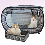 Necoichi Portable Stress Free Cage Carrier and Litter Box, Indoor & Outdoor, Travel (Black, Cage/Kennel+Litter Box)