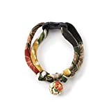 NECO ICHI CATS FIRST Chirimen Plum Blossom Cat Collar (Green)