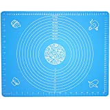 Silicone Baking Mat Non Stick Fondant Pizza Pie Crust Mat Kneading Pad Pastry Mat for Rolling Dough Non Slip Extra Large with Measurements (19.6" x 15.7" Blue)