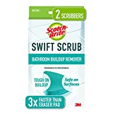 Scotch-Brite Swift Scrub, Bathroom Buildup, Glass Door, Shower and Bath Cleaner, Soap Scum Remover, 3X Faster Than an Eraser Pad, 2, Green, 2 Count