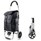US Martian Trolley Shopping Cart, Portable, Large-Capacity Bag, Fold-able Aluminum Alloy Luggage, Bearing Wheel, Solid Color, Waterproof, Oxford Cloth