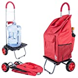 dbest products Bigger Trolley Dolly Cart, Red Shopping Grocery Foldable Cart