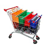 Haiphisi Trolley Bags-4 Pack Reusable Grocery Shopping cart Bags with Cooler Bag-Easy to Use and Heavy Duty-Variety of Colors and Sizes-Detachable,Foldable(Orange,Green,Red,Blue)