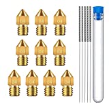 MEYHLEEYA 0.4MM MK8 Ender 3 Nozzles 10 pcs 3D Printer Brass Nozzles Extruder for Makerbot Creality CR-10 with 5 Needles and Metal Storage Box, 0.4MM_10PCS