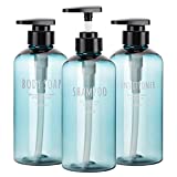 Shower Bottles Refillable, Segbeauty 3pcs 16.9oz Empty Bathroom Shampoo Bottle, 500ml Large Conditioner Body Wash Bottle with Pump, Plastic Soap Lotion Pump Bottle, Squeeze Hand Wash Shampoo Dispenser