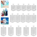 15 Pieces Portable Travel Fluid Makeup Packing Bag, Leak Proof Refillable Empty Squeeze Pouch, Transparent Clamshell Packaging Bag Plastic Stand Up Spout Pouch for Toiletry Lotion Shampoo Liquids