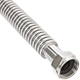 18" Corrugated Stainless Steel Flexible Water Line - 1 Inch Female Threaded NPT Connector - Designed for Water Softeners Filters System Supply - Heavy Duty Bendable Flex Pipe Connections