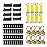 DC Cargo - E Track Rail Tie Down Kit with Accessories - 28 pc - Etrack System Starter Kit with 4 Rails (8' Rail Tracks), 8 E-Track Rail End caps, 8 Rope Tie Offs, 8 Heavy Duty E Track O Ring Anchors