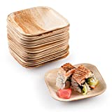 4 inch Christmas Mini Party Plates Palm Leaf Plates Biodegradable Plates - 25 Plates Bamboo-look Disposable Plates Eco Friendly Plates Heavy Duty Paper Plates Alternative Great for Appetizers