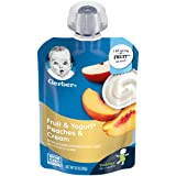 Gerber Baby Food Pouches, Toddler 12+ Months, Fruit & Yogurt Peaches & Cream, 3.5 Ounce (Pack of 12)