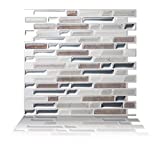 Tic Tac Tiles Peel and Stick Self Adhesive Removable Stick On Kitchen Backsplash Bathroom 3D Wall Tiles in Como Pebble (10 Sheets)