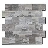 Yipscazo Backsplash Peel and Stick PVC Tile, Stickon Tile for Kitchen Backsplash, Bathroom Vanities, Fireplace Décor, Laundry Table, Stair Decals in Light Aspen (12" X 12", 5 Sheets)