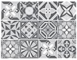 12Pcs Decorative Tile Stickers, 6"x6" Vinyl Self Adhesive Removable Waterproof Peel and Stick Backsplash Walls Stickers for Kitchen, Bathroom, Stairs, Cupboard(Gray)